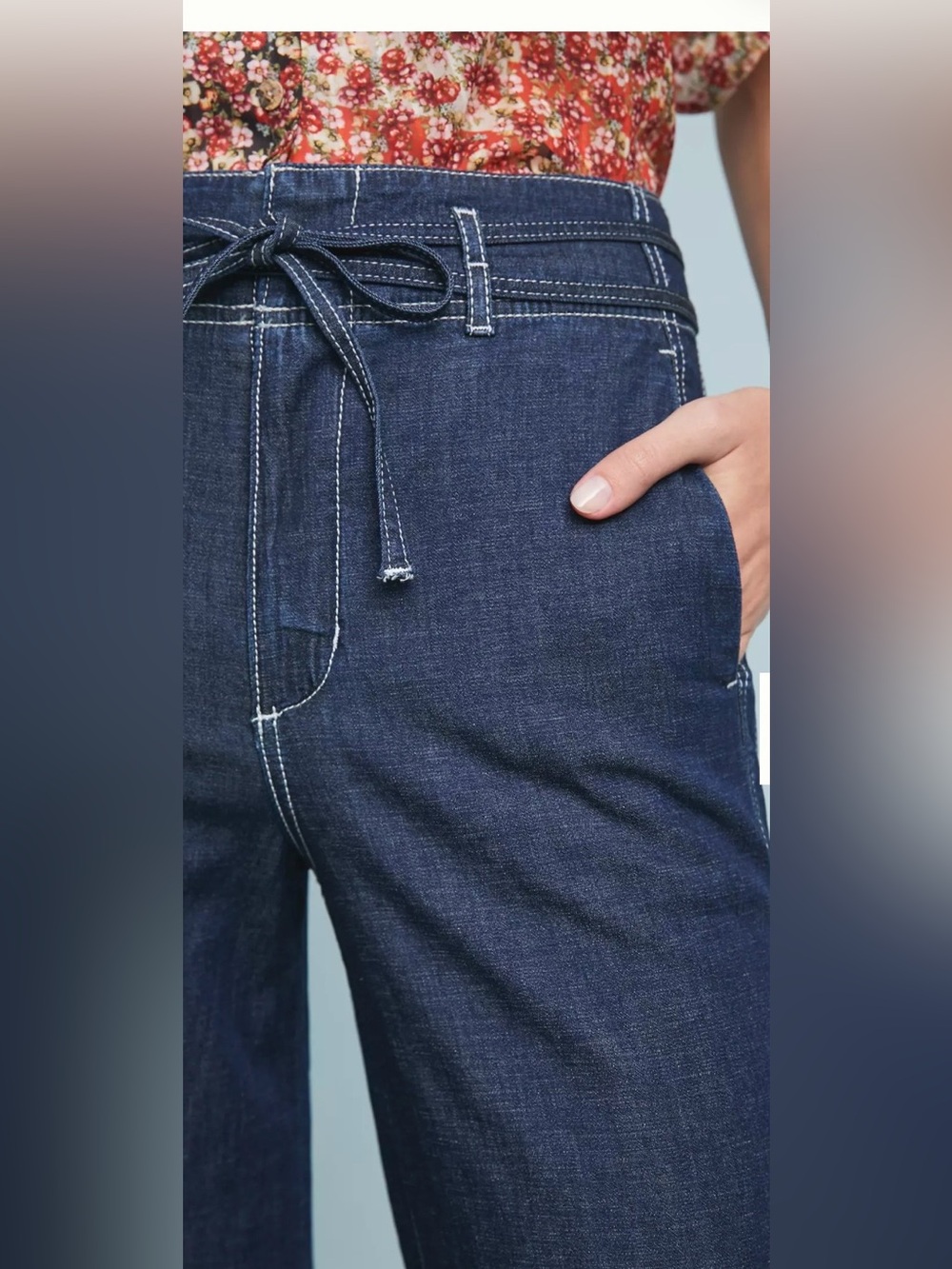 Anthropologie Pilcro and the Letterpress Dark Blue Wide-Leg Jeans, Size 26 - Picture 9 of 10